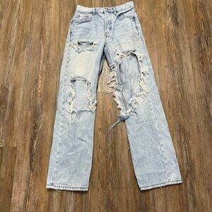 Aeropostale Distressed Jeans - Women Size 4 Regular - 90's Baggy -Button Fly